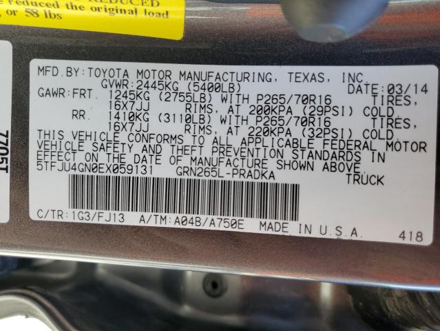 5TFJU4GN0EX059131 - 2014 TOYOTA TACOMA DOUBLE CAB PRERUNNER GRAY photo 13