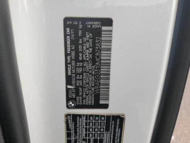 WBAEG2310MCB73832 - 1991 BMW 850 I AUTOMATIC WHITE photo 12