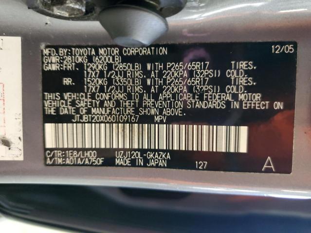 JTJBT20X060109167 - 2006 LEXUS GX 470 BLUE photo 13