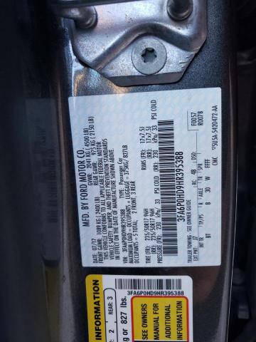 3FA6P0HD9HR395388 - 2017 FORD FUSION SE GRAY photo 13