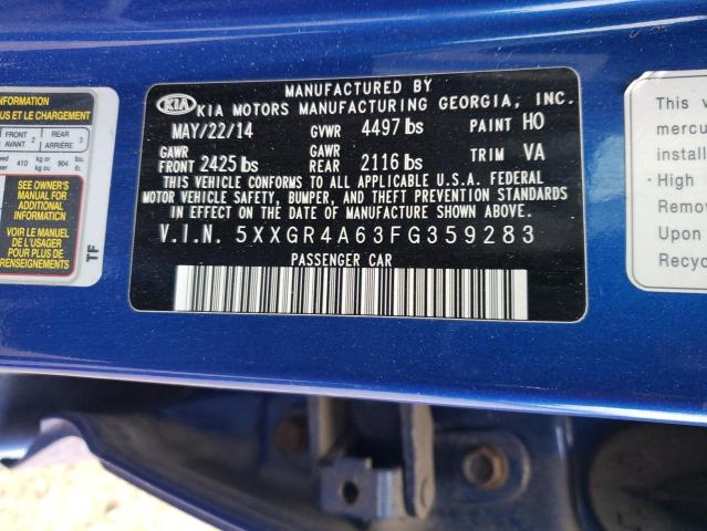 5XXGR4A63FG359283 - 2015 KIA OPTIMA SX BLUE photo 12