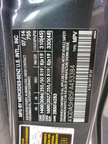 4JGDA5HB5FA453384 - 2015 MERCEDES-BENZ ML 350 4MATIC CHARCOAL photo 12