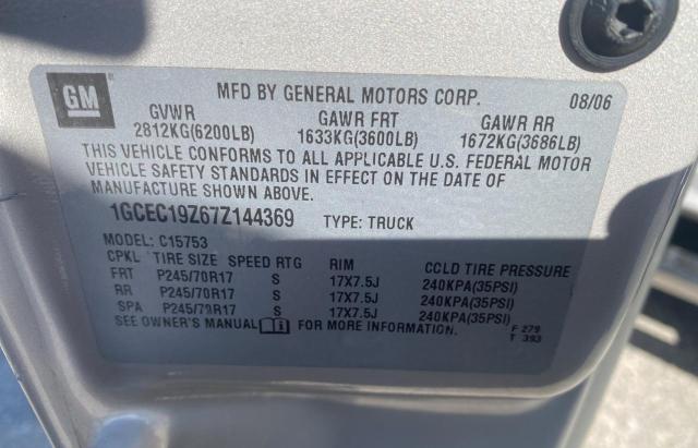 1GCEC19Z67Z144369 - 2007 CHEVROLET SILVERADO C1500 CLASSIC SILVER photo 10