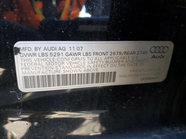 WAUDH74F58N077539 - 2008 AUDI A6 3.2 QUATTRO BLACK photo 13