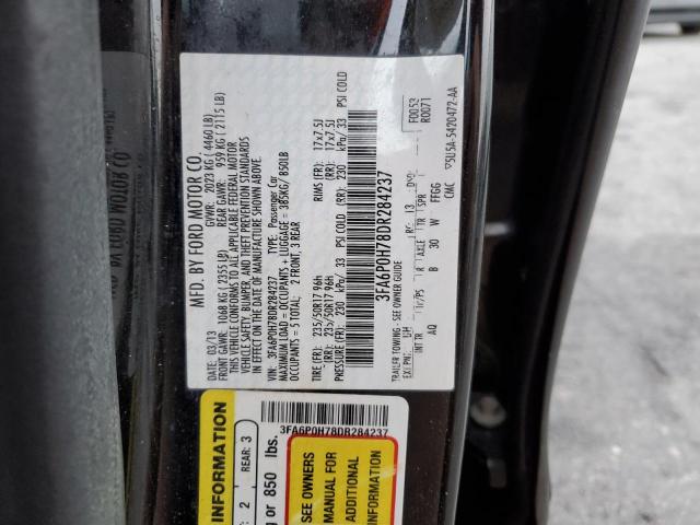 3FA6P0H78DR284237 - 2013 FORD FUSION SE BLACK photo 12