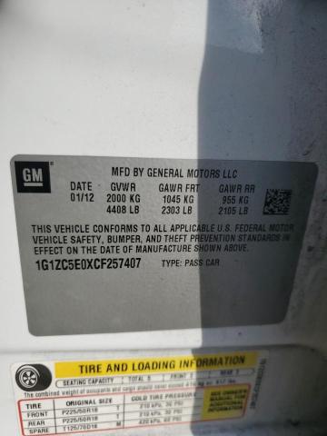 1G1ZC5E0XCF257407 - 2012 CHEVROLET MALIBU 1LT 白色 照片 12