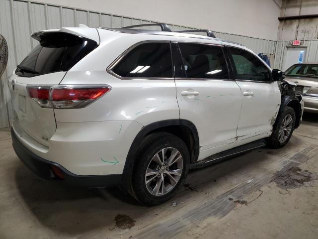 5TDKKRFH0FS064842 - 2015 TOYOTA HIGHLANDER XLE WHITE photo 3