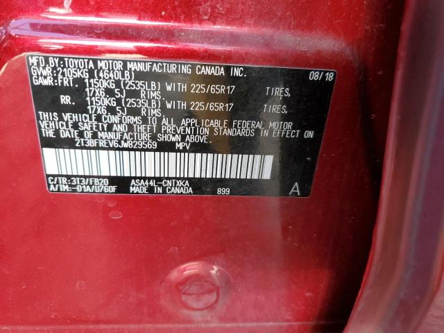 2T3BFREV6JW829569 - 2018 TOYOTA RAV4 LE RED photo 13