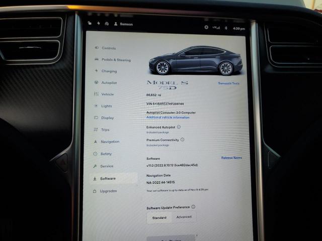 5YJSA1E27HF206144 - 2017 TESLA MODEL S Сұр фото 9