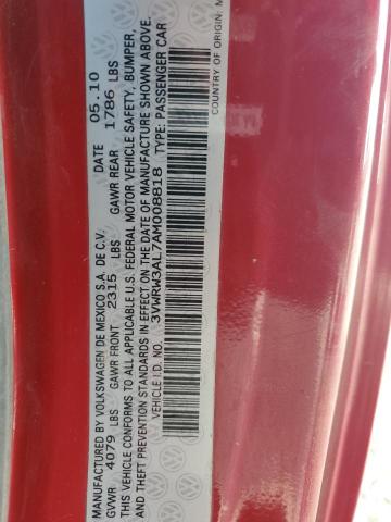 3VWRW3AL7AM008818 - 2010 VOLKSWAGEN NEW BEETLE RED photo 12