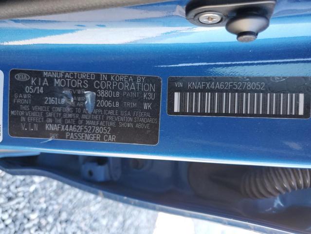 KNAFX4A62F5278052 - 2015 KIA FORTE LX BLUE photo 12