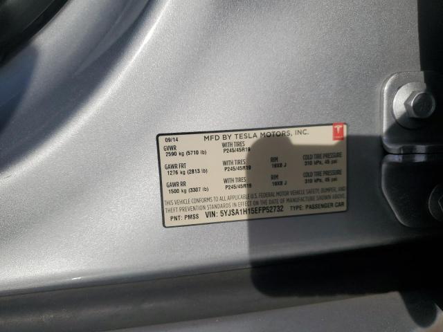 5YJSA1H15EFP52732 - 2014 TESLA MODEL S Gümüş foto 12