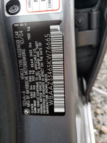 WBAAZ33465KW76665 - 2005 BMW 325 IS SULEV SILVER photo 13