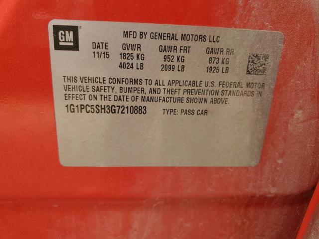 1G1PC5SH3G7210883 - 2016 CHEVROLET CRUZE LIMI LS RED photo 12