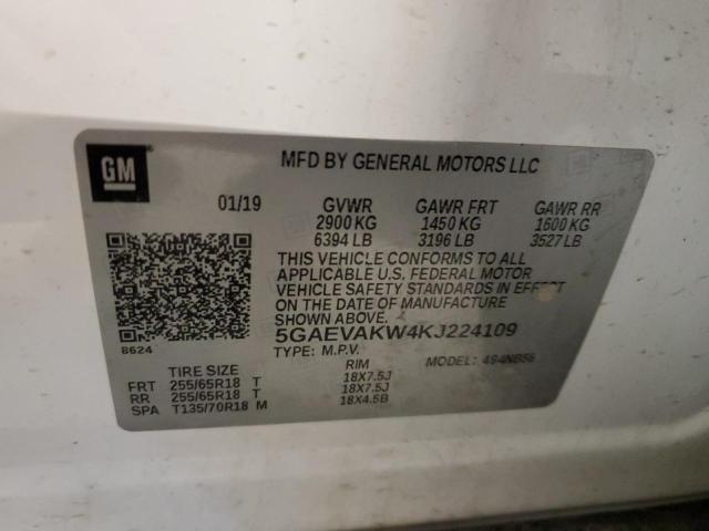 5GAEVAKW4KJ224109 - 2019 BUICK ENCLAVE ESSENCE 白色 照片 13