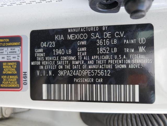 3KPA24AD9PE575612 - 2023 KIA RIO LX WHITE photo 12