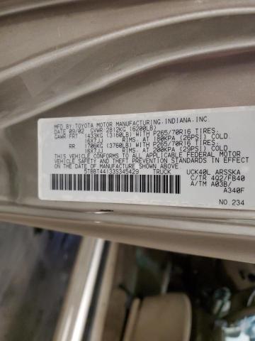 5TBBT44133S345429 - 2003 TOYOTA TUNDRA ACCESS CAB SR5 TAN photo 12