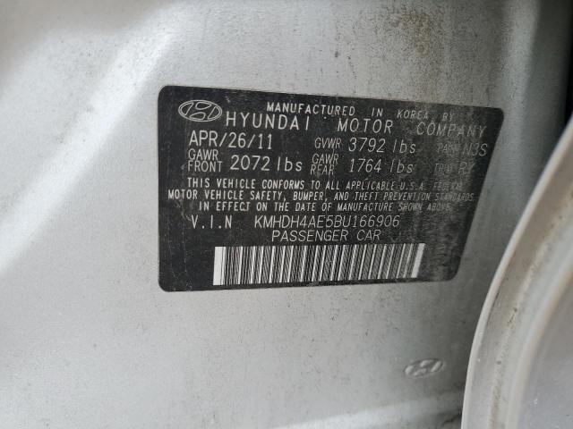 KMHDH4AE5BU166906 - 2011 HYUNDAI ELANTRA GLS SILVER photo 12