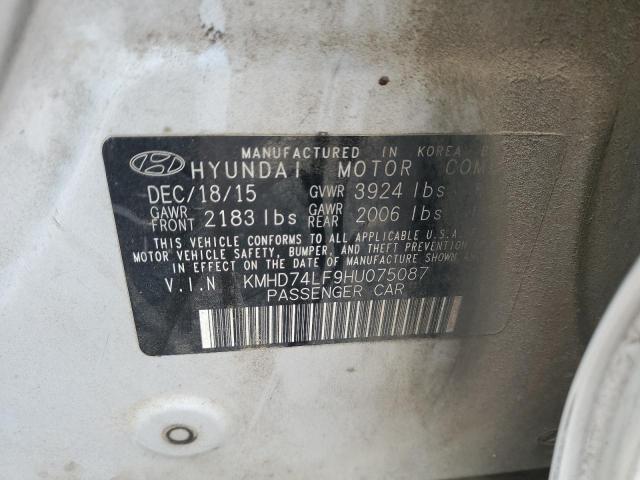 KMHD74LF9HU075087 - 2017 HYUNDAI ELANTRA SE SILVER photo 12