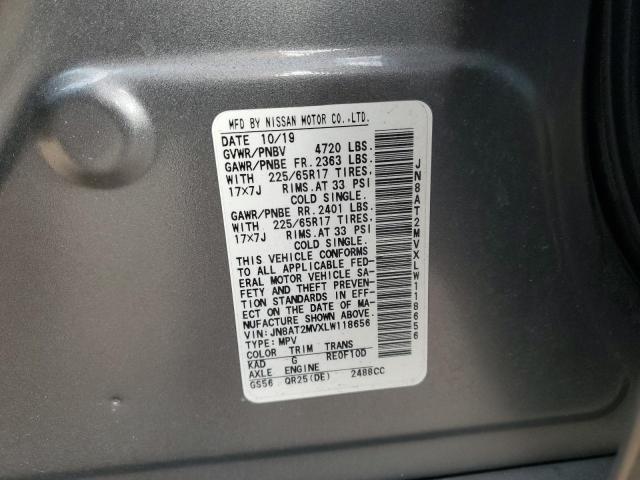 JN8AT2MVXLW118656 - 2020 NISSAN ROGUE S GRAY photo 13