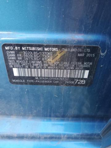 ML32A3HJ2FH047631 - 2015 MITSUBISHI MIRAGE DE BLUE photo 12