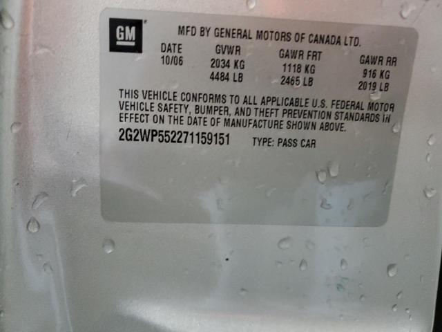2G2WP552271159151 - 2007 PONTIAC GRAND PRIX 银色 照片 12