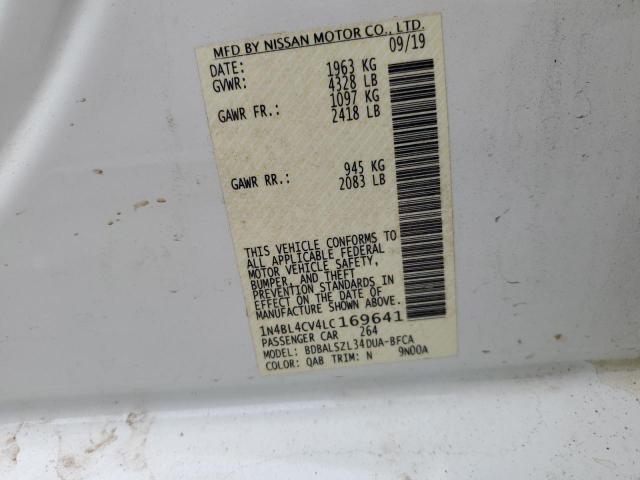 1N4BL4CV4LC169641 - 2020 NISSAN ALTIMA SR WHITE photo 12