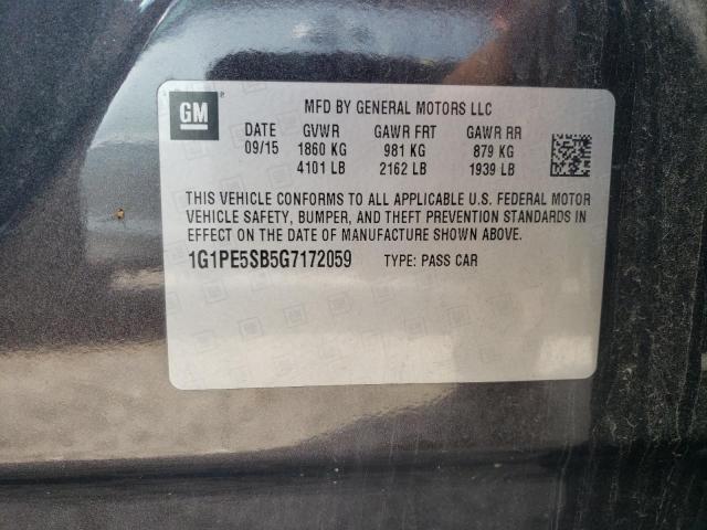 1G1PE5SB5G7172059 - 2016 CHEVROLET CRUZE LIMI LT CHARCOAL photo 12