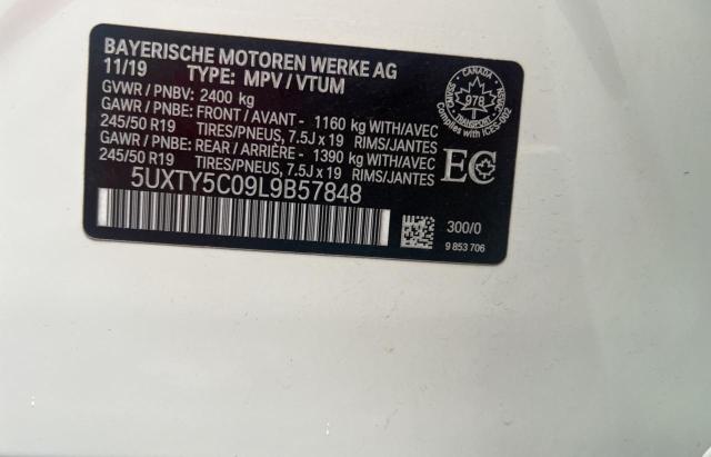 5UXTY5C09L9B57848 - 2020 BMW X3 XDRIVE30I WHITE photo 10