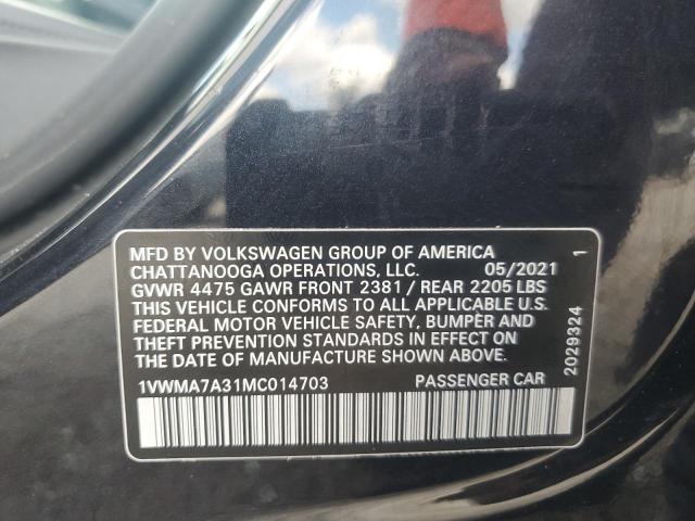 1VWMA7A31MC014703 - 2021 VOLKSWAGEN PASSAT R-LINE Սև լուսանկար 13
