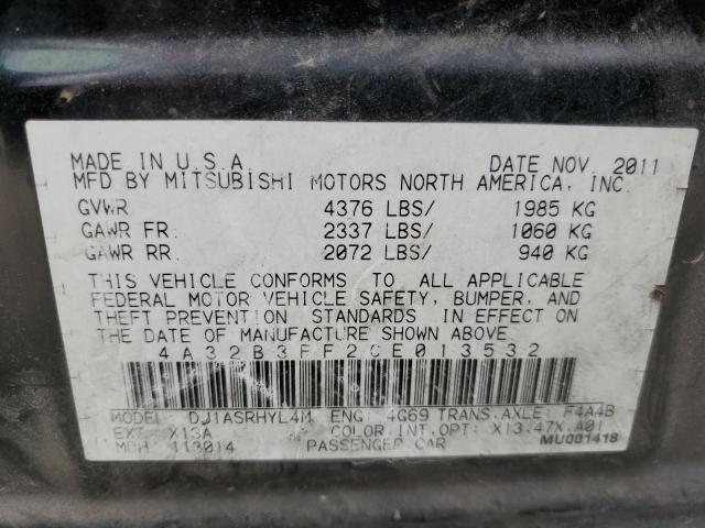 4A32B3FF2CE013532 - 2012 MITSUBISHI GALANT ES BLACK photo 13