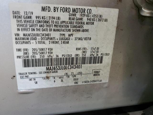 MAJ6S3JL0LC343401 - 2020 FORD ECOSPORT SES SILVER photo 12