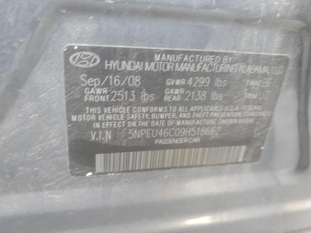 5NPEU46C09H518662 - 2009 HYUNDAI SONATA SE GRAY photo 13