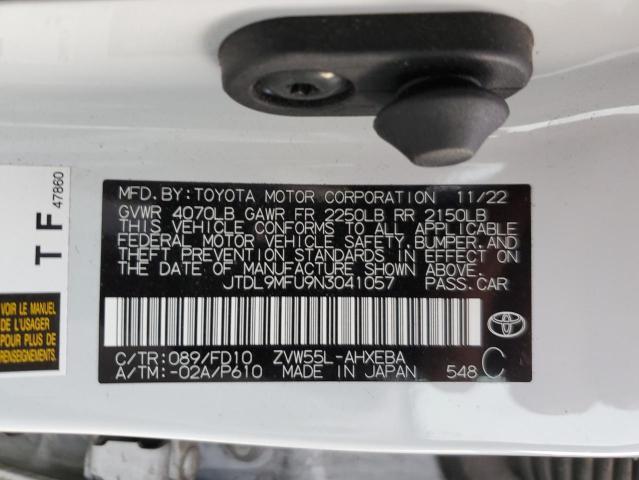 JTDL9MFU9N3041057 - 2022 TOYOTA PRIUS LE WHITE photo 12