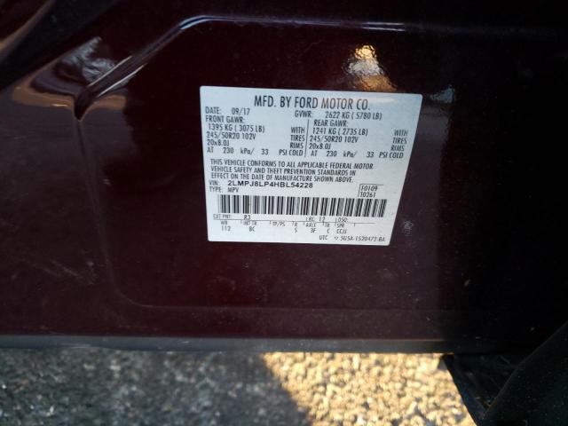 2LMPJ8LP4HBL54228 - 2017 LINCOLN MKX RESERVE BURGUNDY photo 12