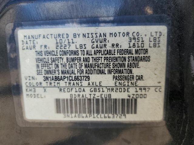 3N1AB6AP1CL663729 - 2012 NISSAN SENTRA 2.0 BLACK photo 13