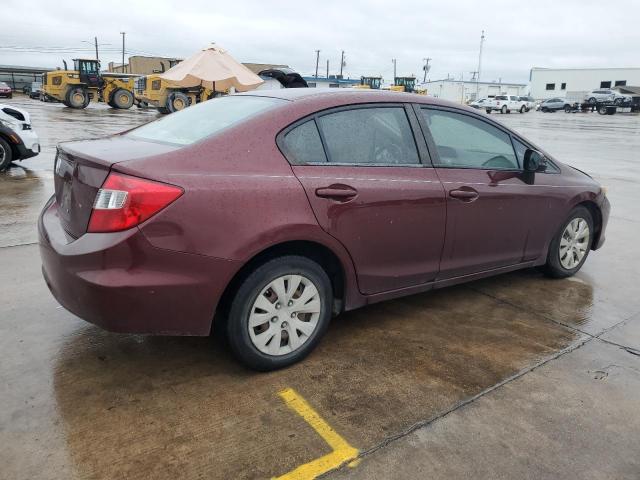 JHMFB2F53CS001234 - 2012 HONDA CIVIC LX MAROON photo 3