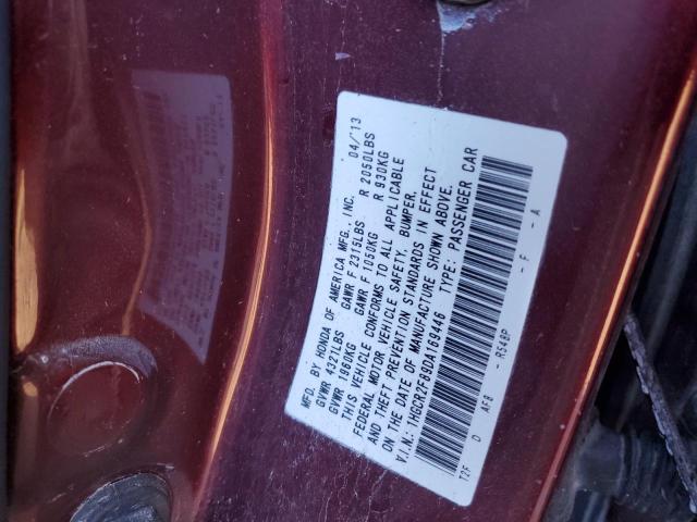 1HGCR2F89DA169446 - 2013 HONDA ACCORD EXL BURGUNDY photo 12