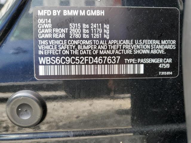 WBS6C9C52FD467637 - 2015 BMW M6 GRAN COUPE BLACK photo 12