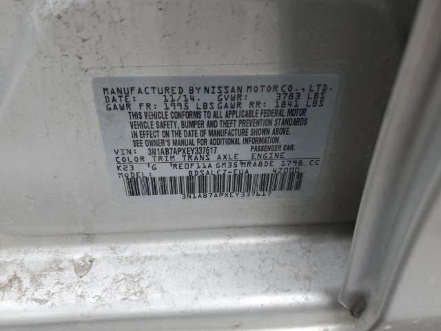 3N1AB7APXEY337617 - 2014 NISSAN SENTRA S SILVER photo 12