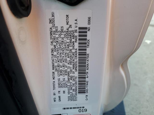 5TETU62N66Z180770 - 2006 TOYOTA TACOMA PRERUNNER ACCESS CAB WHITE photo 12