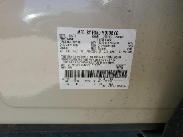 2LMTJ8LR4GBL51067 - 2016 LINCOLN MKX RESERVE Ақ фото 12