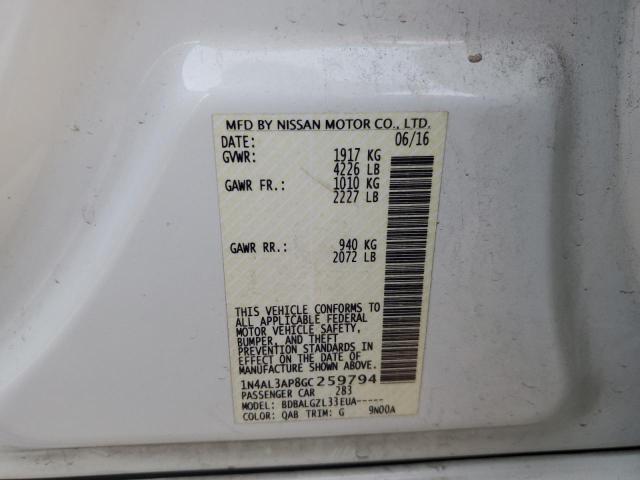 1N4AL3AP8GC259794 - 2016 NISSAN ALTIMA 2.5 WHITE photo 12