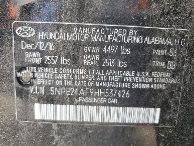 5NPE24AF9HH537426 - 2017 HYUNDAI SONATA SE BLACK photo 12