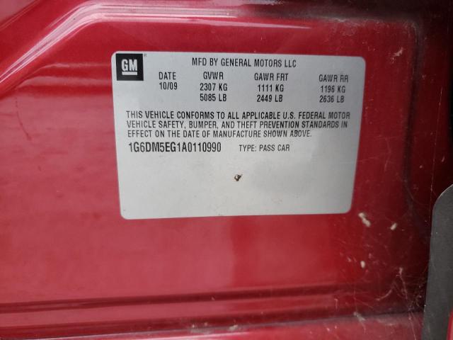 1G6DM5EG1A0110990 - 2010 CADILLAC CTS PERFORMANCE COLLECTION RED photo 12