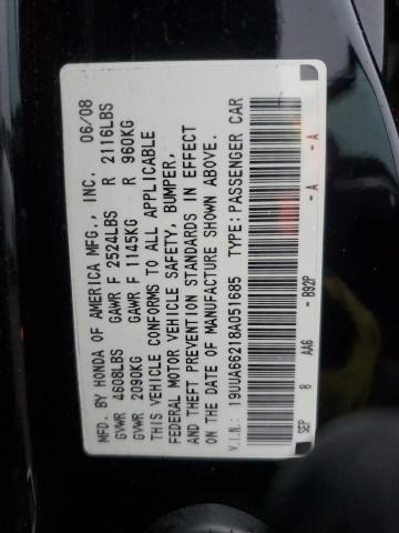 19UUA66218A051685 - 2008 ACURA TL BLACK photo 12