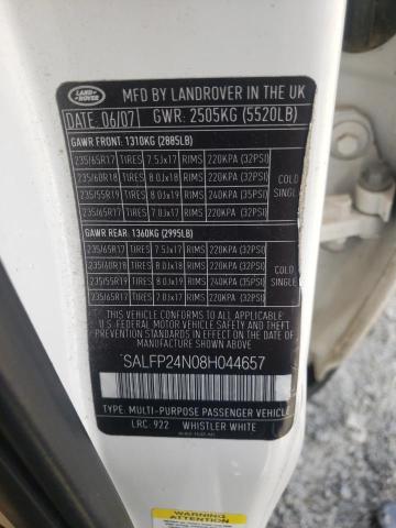 SALFP24N08H044657 - 2008 LAND ROVER LR2 SE WHITE photo 13