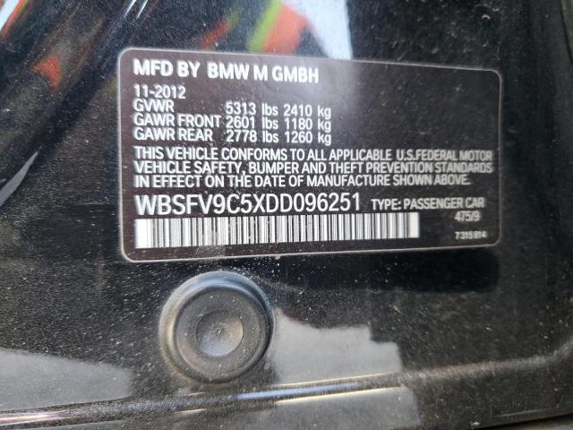 WBSFV9C5XDD096251 - 2013 BMW M5 BLACK photo 12