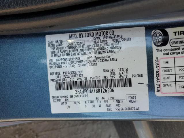 3FAHP0HA7BR126506 - 2011 FORD FUSION SE GRAY photo 12