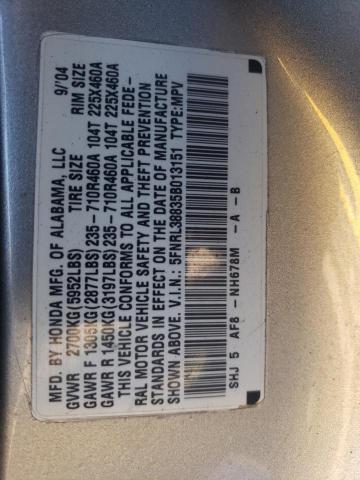 5FNRL38835B013151 - 2005 HONDA ODYSSEY TOURING SILVER photo 13